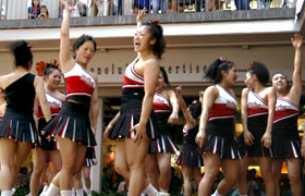 Japan's number one cheerleading team Nippon Sport Science University Cheerleading Squad VORTEX energized the crowd with their smiles and dynamic performance.