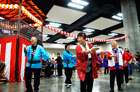 Bon Odori around the new yagura