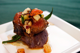 Hibachi (teppanyaki) Steak from Prince Court Restaurant. Molokai coconuts used in this dish.