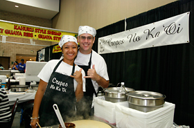 Food booths next to Ennichi Corner included Crepes No Ka 'Oi from Kailua.