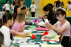 The flower and Hello Kitty origami were popular with the girls.