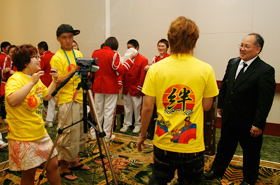 Band members of Kalani High School participating in the Band and Orchestra Festival are interviewed.
