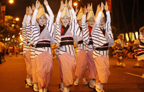 The ladies of Tonosama Ren dance in unison and with so much grace. Spectators want to get up and dance with them as they hear their upbeat music.