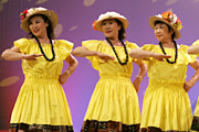 Hula dancers' colorful costumes