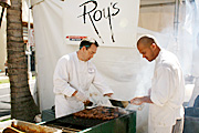 Food booth next to the stage