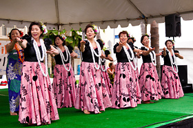 Shigeko Kubomi Hula Halau members show off their dance and their beautiful smiles.