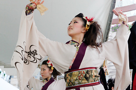 Members of the Yosakoi Team TOKIWA nail their beautiful and stylish Yosakoi dance.